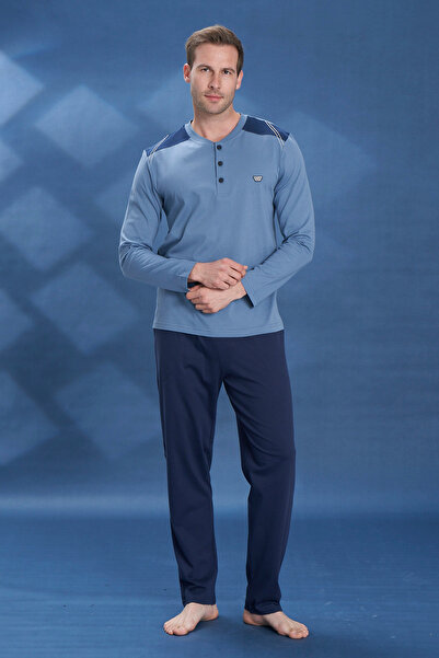 REMSA Чоловічий комплект піжами з довгими рукавами з трикотажу великого розміру 2104 Indigo