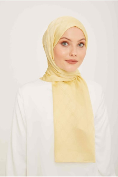 Armine Trend Jan Jan Sarı Monogram Desenli Jakar Şal IST 6 - 22041