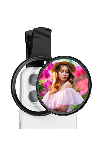 K&F CONCEPT Klips Adaptör + 67mm BlackMist 1/4 Filtre Seti / Tüm Telefonlara ...