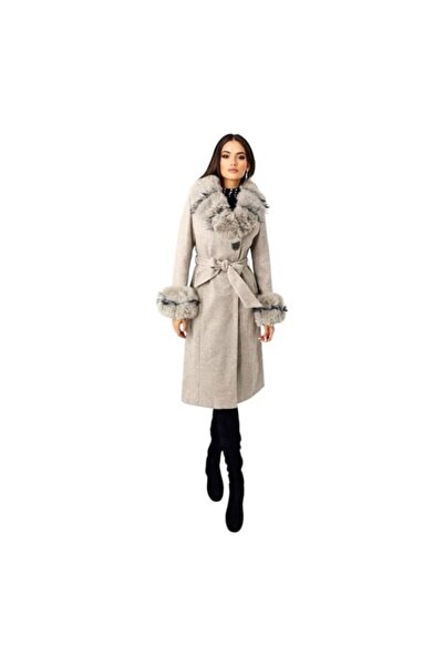 CATALEYA Beige coat with removable fur