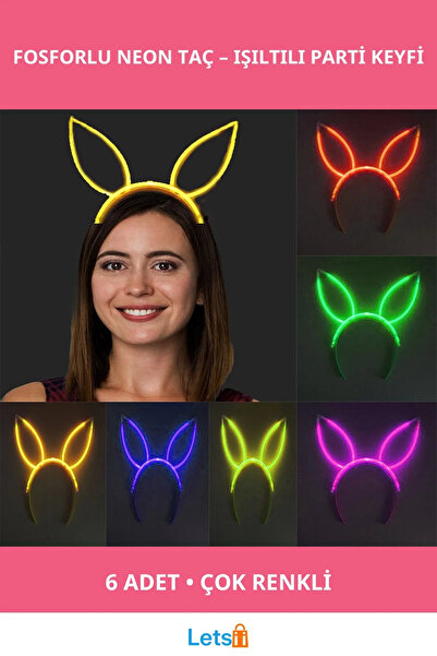 Letsii تاج نيون فسفوري يتوهج في الظلام 6 ألوان