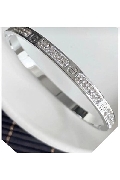 ZERVA QUEEN مشبك فولاذي فضي مرصع بالأحجار