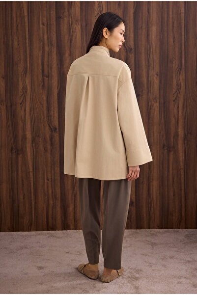 HEQA Bow Detailed Shirt Dark Beige