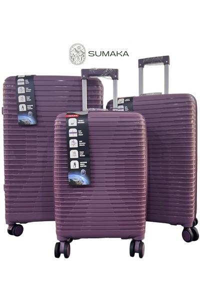 SUMAKA Hard Shell Travel Luggage Set of 3pc - Lightweight and Durable Suitcase Trolley Bag, Silicon