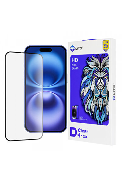 Apple Lito D+ Pro Screen Protector for iPhone 16, Tempered Glass, Full Glue, Black