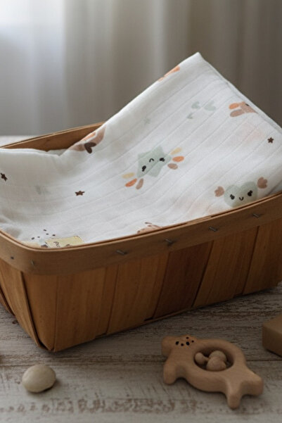 Ponchik بطانية من الموسلين بطبقة واحدة من القطن بنسبة 100% - 85x85 سم