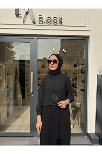 Almarwah Black 202927 Women's Dress with Accessory Detail Black