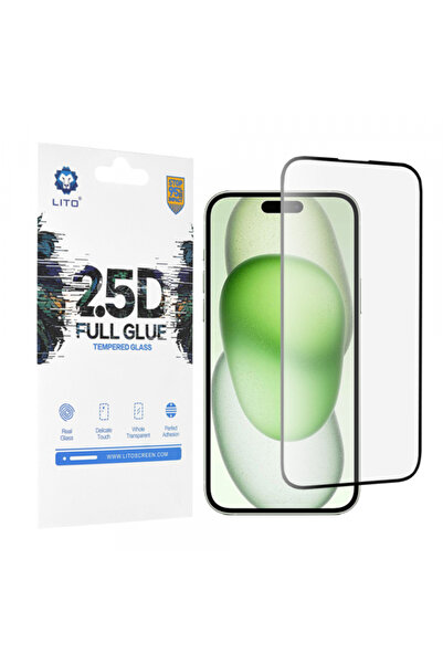Apple Lito Screen Protector for iPhone 15 Plus, Tempered Glass, Full Glue, 2.5D,