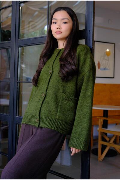 HEQA Alpaca Short Cardigan Moss