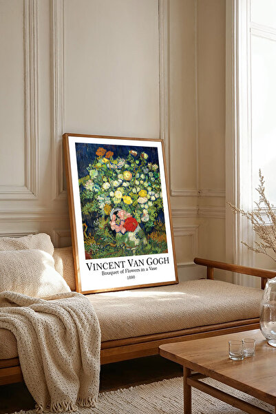 Dekorsiahome Pictură dintr-o singură bucată cu rame din lemn pentru sufragerie, salon, bucătărie, picturi Van Gogh, TK2244