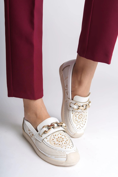 Joy Ayakkabı Layla Laceless Orthopedic Comfortable Sole Flower Patterned Wome...