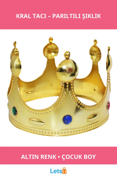 Letsii Gold Color King Crown Child