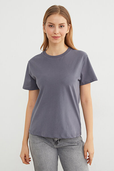 Fulla Moda Basic T-shirt με Γιακά Crew