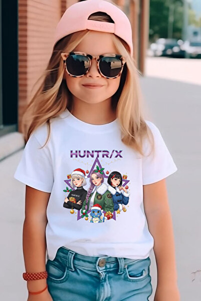 lovver Tricou pentru copii KPOP Huntrix cu design de Crăciun, 100% bumbac, țe...