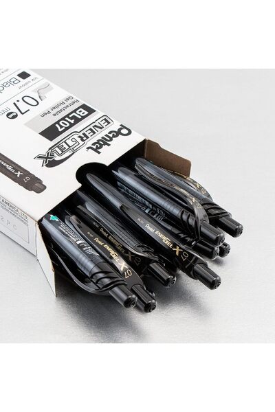 Pentel EnerGel-X Retractable Liquid Gel Pen, 0.7 mm, Black, 12-Pack