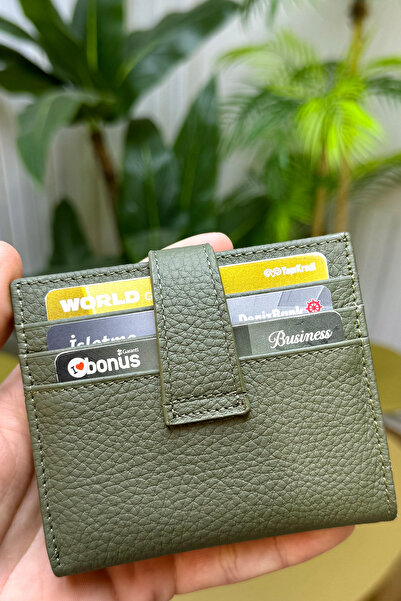 CüzCan Flora Khaki Green Genuine Leather Women's Wallet Polite, Stylish and Convenient