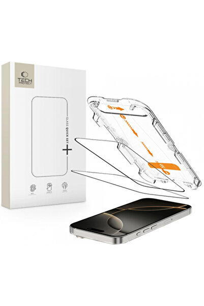 Apple Tech-Protect Quick Set+ Screen Protector for iPhone 16 Pro Max, Tempered Glass,