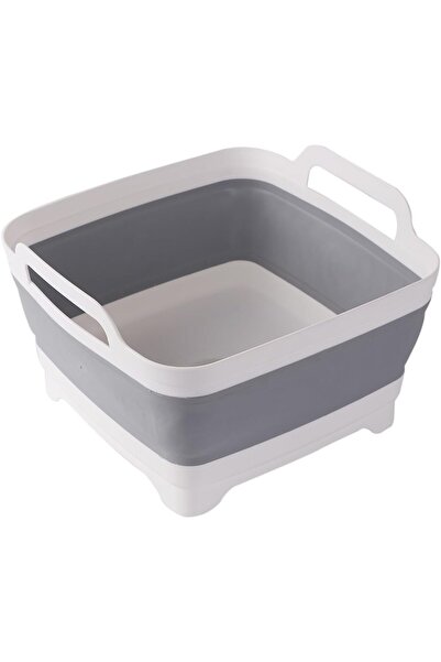 Generic Collapsible Dish Basin with Drain Plug 9L Foldable Washing Tub for Camping RV Vegetable