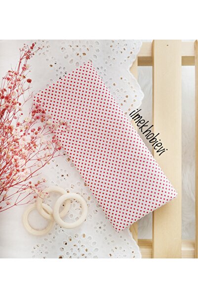 ilmekhobievi Poplin Fabric Polka Dot Red, Background White 100% Cotton (1 Piece)