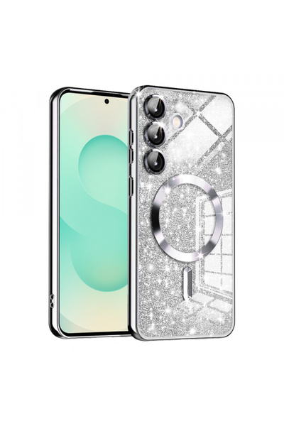 Samsung Husa MagSafe pentru Galaxy S25+ S936, Techsuit, Luxury Glitter, Argintie