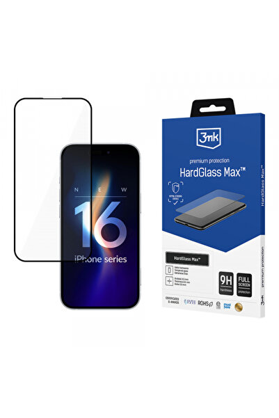 Apple 3MK HardGlass Max Screen Protector for iPhone 16 Pro, Tempered Glass, Full