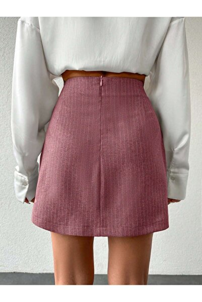 Purpleclo Two Button Pleated Mini Skirt