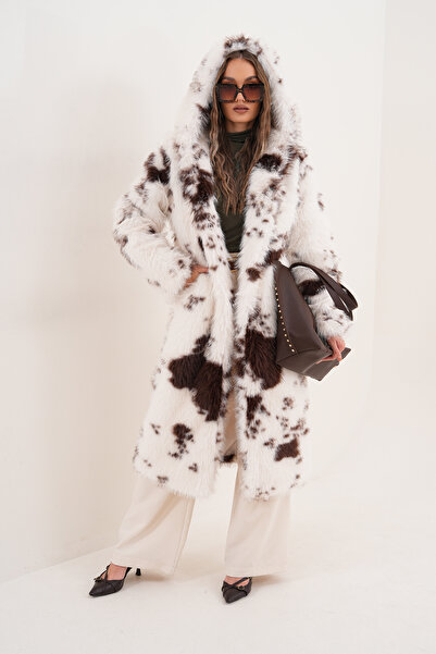 NAVY Full Length Hooded Feather Coat