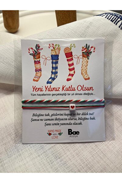 BAE ATOLYE New Year's Lucky Bracelet with Heart and Martenitsa Card Gift