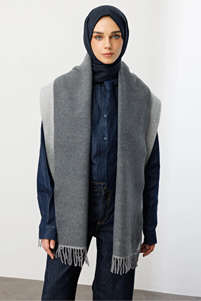 Mooncorn Double-Sided Wool Scarf Gray Silver