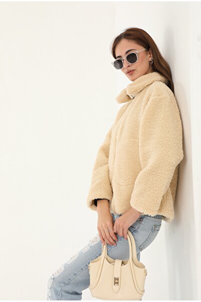 stcococix since 1990 Lined Zippered Plush Coat with Pocket Details