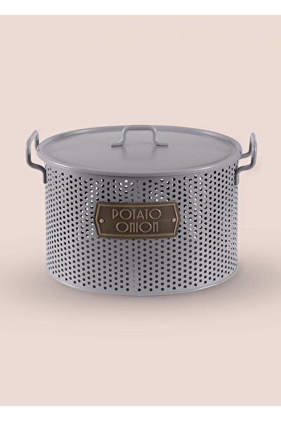 The Mia Potato Onion Container 2 Compartments Light Gray