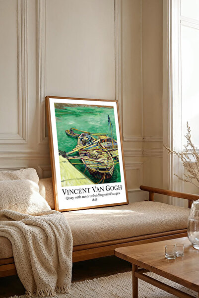 Dekorsiahome Pictură dintr-o singură bucată cu rame din lemn pentru sufragerie, salon, bucătărie, picturi Van Gogh, TK2284