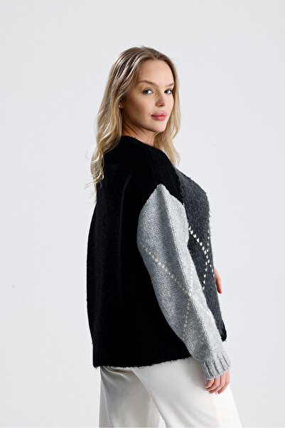 Figo Baklava Patterned Crew Neck Women's Sweater