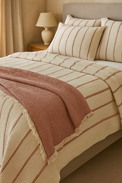 VERONİCA LİNE غطاء سرير من الموسلين مكون من 8 طبقات مقاس 240×260