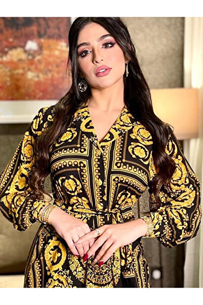 FridayIn Fast fashion Lapel Flowers Buttons Shirt sleeve Long Dresses