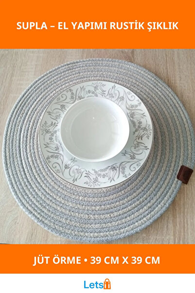 Letsii سجادة يدوية الصنع من الجوت المحبوك 39 سم بلونين على الطراز الأمريكي