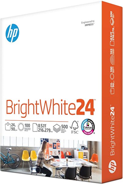HP Papers ورق طابعة HP مقاس 8.5×11 أبيض ساطع، 24 رطلاً، 500 ورقة، درجة السطوع...