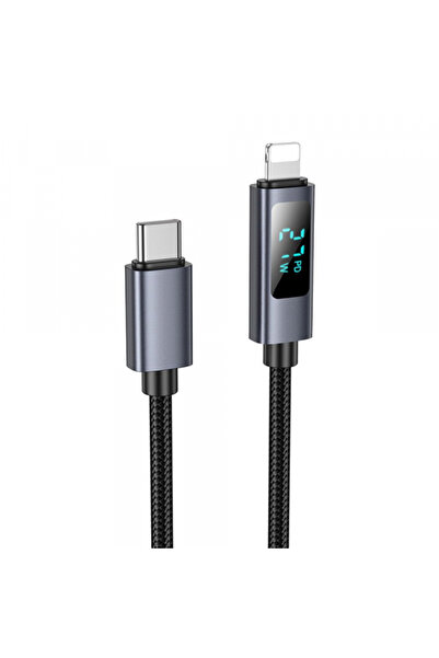 Apple Data and Charging Cable USB-C - Lightning HOCO Display X112, 27W, 1m, B...