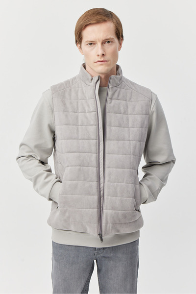 PAULMARK Men's Stand Collar Suede Vest