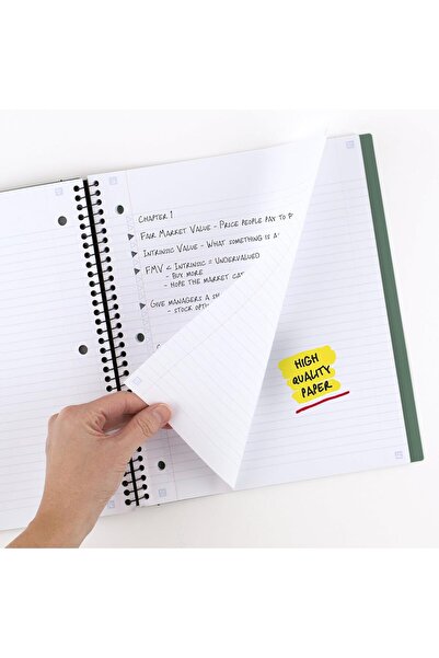 Generic Five Star 3-Subject Spiral Notebook, College Ruled, 11 x 8.5 in, 150 Sheets, Spiral Guard & Dividers