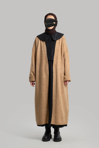 Lemaye Cardigan lung de tricotat - Bej