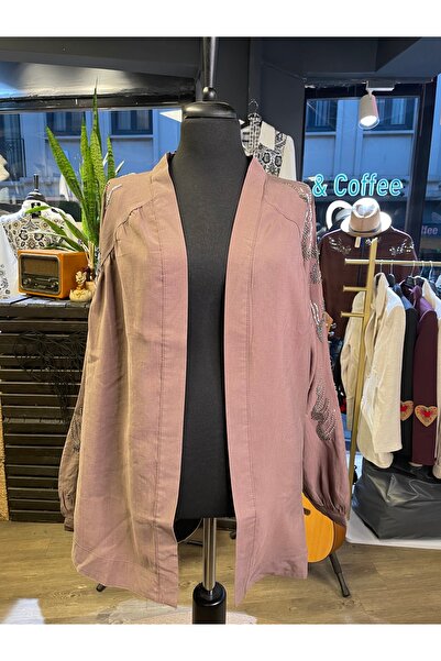 Dadali Women's Stone Embroidered Special Design Long Sleeve Cotton Kimono