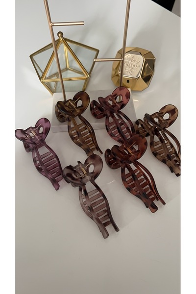 SU PERİSİ TAKI BİJUTERİ Matte Orange Leopard Bow with Subtle Shades Clasp