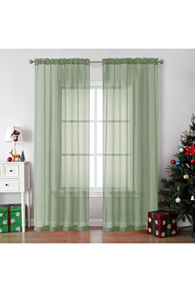 Generic OVZME 2-Piece 84" Sheer Lightweight Curtains - Dark Green, 42"W x 84"L, Polyester