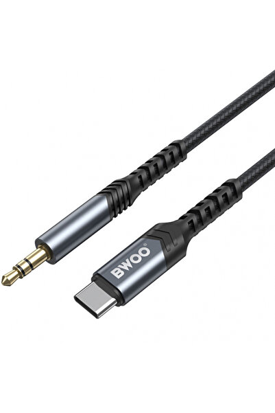 Universal Cablu Audio USB-C - 3.5mm BWOO BO-AUX066, 1.2m, Negru
