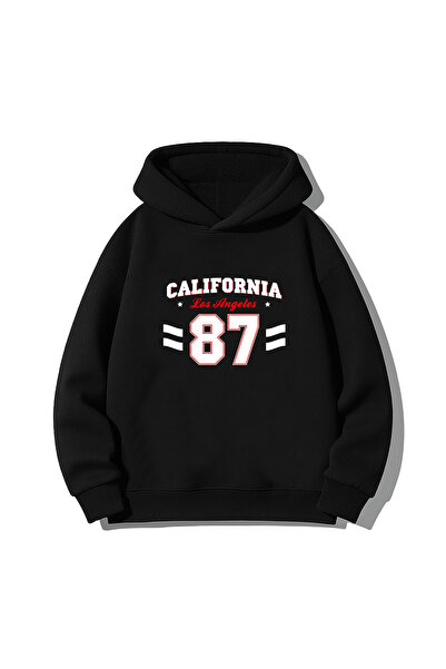 MODA الولايات المتحدة الأمريكية كاليفورنيا 87 مطبوع هوديي سويت شيرت أسود اللون للبالغين بغطاء رأس