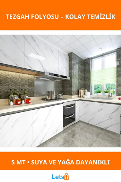 Letsii ورق لاصق مقاوم للماء بنمط رخامي 5 م 60 سم