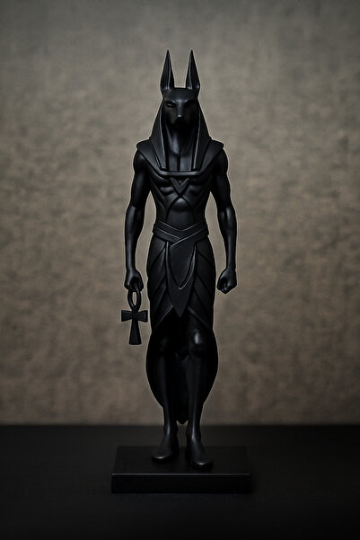 3DVerse Studio Antik Mısır Anubis Heykeli – 16 cm Mat Siyah Dekoratif Figür (...