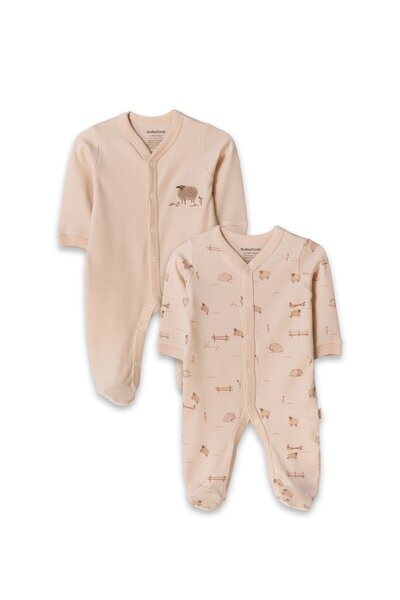 BabyCosy Organic Wear Set of 2 long overalls, Lamb, BabyCosy, 100% cotton