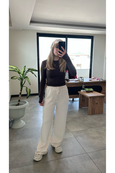 ELİF TARAKÇI BUTİK Bej Modal Kumaş Eşofman Alt